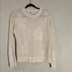 Chic Cream Floral Knit Sweater
